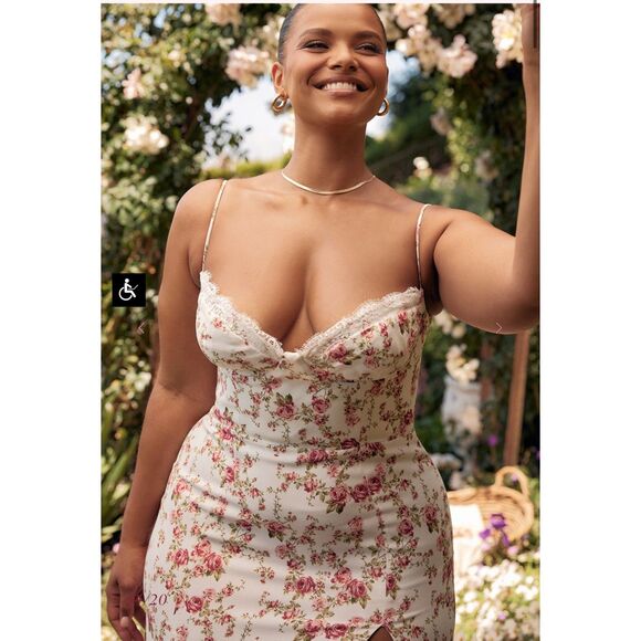 House of CB Charlotte Rose Print Corset Midi Dress, Large+ (10-12) - Picture 8 of 9